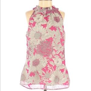 LIBERTY OF LONDON FUCHSIA FLORAL HALTER NECK TOP